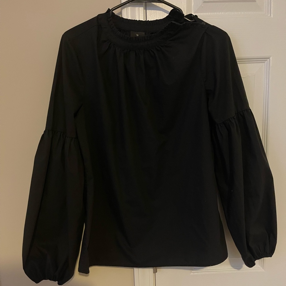 Balloon Sleeve Black Top